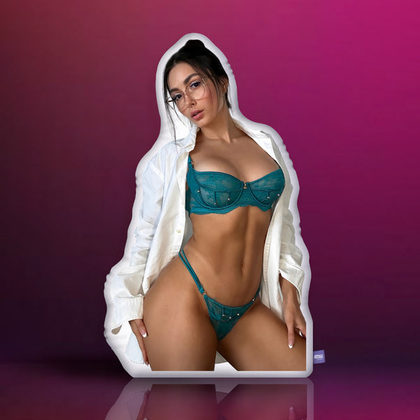 Caryn Beaumont in Teal Lingerie & Shirt  – Custom Body Pillow